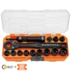 Picture of 65400 Klein KNECT™ 3/8" Drive Impact-Rated Pass Through Socket Set, 15 pc.
